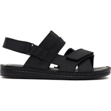 Derimod Erkek Siyah Deri Sandalet 26SFD6250V3