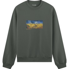 The Lucid Lab Buğday Tarlası ve Kargalar  Oversize Sweatshirt - Antrasit