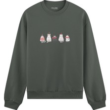 The Lucid Lab Christmas Kitty Parade  Oversize Sweatshirt - Antrasit