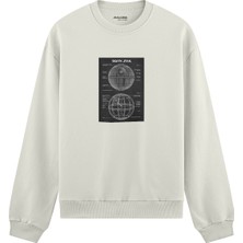 The Lucid Lab Death Star  Oversize Sweatshirt - Beyaz