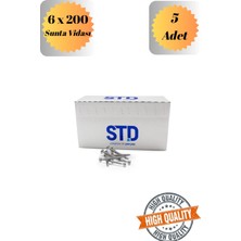 mobilyap Std 6X200 Sunta Vidası Sivri Uçlu Ahşap Tahta Ağaç Mobilya Ayak Kulp Vidası 5 Adet