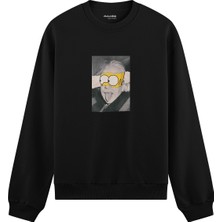 The Lucid Lab Albert Einstein / Homer Simpson Oversize Sweatshirt - Siyah