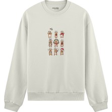 The Lucid Lab Christmas Reindeer Crew  Oversize Sweatshirt - Beyaz
