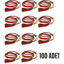 Akıllı Durak Namaz Tesbihi Vavlı 99'lu Cam Incili Ayet-El Kürsi Dua Kartı Ile Bordo Renk Hediyelik 100 Adet