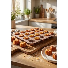 Evle 25 Gözlü Silikon Çiçek Kek Kalıbı – Mini Çiçek Desenli, Yapışmaz Fırın Kalıbı (24,5 x 24,5 cm)