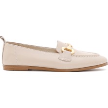Derimod Kadın Bej Tokalı Deri Maskülen Loafer 26PFD200018