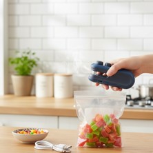 Eşya Dünyası Mini Poşet Kapatıcı ve Kesici - USB Şarjlı Vakum Etkili Bakliyat Kuruyemiş Atıştırmalık Paket Mühürleyici