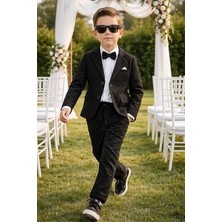 Terry Erkek Çocuk Flamlı Keten Salaş Ceketli Takım Elbise / Gömlek Pantolon Ceket Papyon Keten Takım