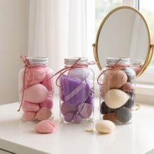 3b Trend Kavanoz Kutulu Makyaj Sünger Seti 12 Parça + 1 Adet Kavanoz