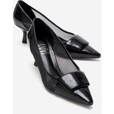 Luvi Ola Siyah Rugan File Detaylı Kadın Topuklu Ayakkabı