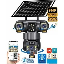 9MP Güneş Enerjili 3 Lensli PTZ Kamera Gece Görüş Özelliği ile 7/24 Profesyonel İzleme