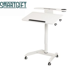 Smartgift Yüksekliği ve Eğimi Ayarlanabilen Çalışma Masası Laptop Sehpası (Beyaz)