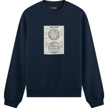 The Lucid Lab Death Star  Oversize Sweatshirt - Lacivert