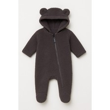 For My Baby Siyah Welsoftlu Kapüşonlu Tulum Uzun Kol Çocuk ve Bebek Ürünü