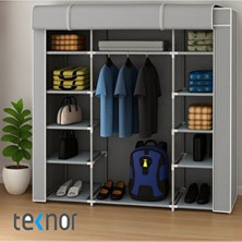 Teknor Çift Yandan Raflı Bez Dolap Gri