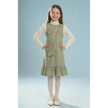 Perendi Kız Çocuk Uzun Kol Jile Elbise ve Çanta Seti Trend Stil 3-4 Yaş Özel Günler İçin