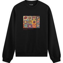 The Lucid Lab Color Study, Squares With Concentric Circles  Oversize Sweatshirt - Siyah