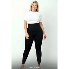 Jenny Daphne Büyük Beden Kalın Içi Peluşlu Toparlayıcı Siyah Termal Tayt (200 Kiloya Kadar Uygundur)