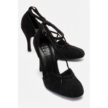 Luvi Elıza Siyah Süet Kadın Topuklu Ayakkabı