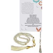 Akıllı Durak Namaz Tesbihi Vavlı 99'lu Cam Incili Ismi Azam Dua Kartı Ile Krem Renk Hediyelik