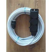 İNWATT 3x1.5 Ttr 40 Metre Çok Telli Beyaz Renk Izolasyonlu Topraklı Üçlü Grup Priz Seyyar Uzatma Kablosu