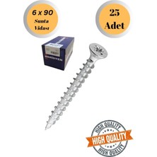 mobilyap Meridyen 6X90 Sunta Vidası Sivri Uçlu Ahşap Tahta Ağaç Mobilya Ayak Kulp Vidası 25 Adet