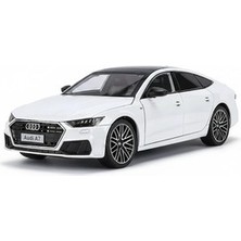 Online 1:24 Audi A7 Sesli Çek Bırak Işıklı Metal Diecast Model Araba Beyaz Renk