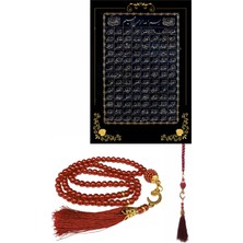 Akıllı Durak Namaz Tesbihi Vavlı 99'lu Cam Incili Esma'ul Hüsna Dua Kartı Ile Fuşya Renk Hediyelik