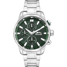 Slazenger Erkek 43 Mm, Çelik Kasa ,çelik Kordon Yeşil Kadran Şık Kol Saati