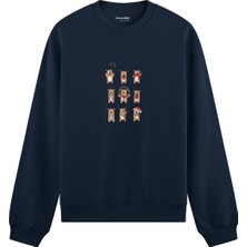 The Lucid Lab Christmas Reindeer Crew  Oversize Sweatshirt - Lacivert