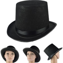 Konyax Yetişkin Boy Siyah Renk Keçe Sihirbaz Fötr Şapka