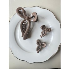 Joinkidz Mat Renk Büyük Fiyonk Toka Üçlü Set Vizon