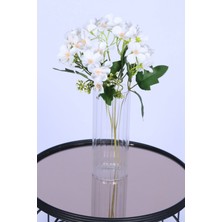 Yapay Çiçek Sitesi 5 Dallı Yapay Şeftali Çiçeği Demeti Beyaz