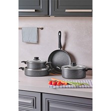 Perotti Mastergranito Grey 7 Parça Tencere ve Tava Seti