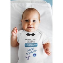Overoz Delikanlı Oldum Yazılı Sünnet Kıyafeti Kısa Kollu Beyaz Bebek Body Zıbın 5581