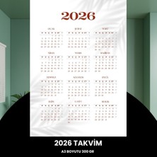 Akıllı Durak Takvim 2026 Premium A3 300 gr Dijital Baskı Beyaz Bordo
