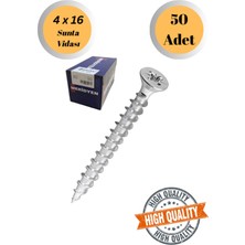 mobilyap Meridyen 4X16 Sunta Vidası Sivri Uçlu Ahşap Tahta Ağaç Mobilya Ayak Kulp Vidası 50 Adet