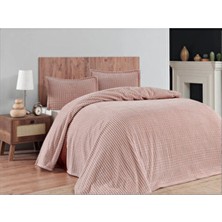 Merinos Line 3 Parça Battaniye Seti - Blush Çok Renkli Polyester Kumaş 220 x 240 cm Çizgili Desen