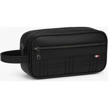 Newish Erkek Deri Portföy Clutch Traş Kozmetik Bakım ve Günlük El Çantası NEW174 - Siyah