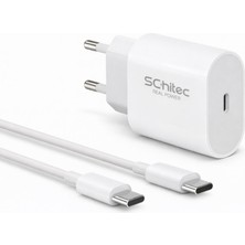 Schitec 25W Type-C Çıkışlı Hızlı Şarj Aleti Type-C  Kablolu Set Beyaz SC002