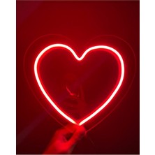 Kalp Kırmızı Neon LED Duvar Tabela Pleksi