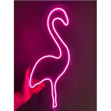 Pembe Flamingo Pink Neon LED Duvar Tabela Pleksi