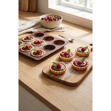 Evle Silikon Tartolet Kek Kalıbı 9 Gözlü – 24,5 x 24,5 cm | Mini Tart & Tatlı Kalıbı