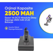 Ümit Maker Dyson V6 DC72 Absolute 2500 Mah Pil Dikey Süpürge Batarya
