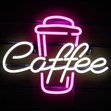 Neon Duvar Yazısı "coffee ve Bardak" Neon Tabela 60X45CM