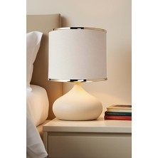 571 Store Elips Masa Abajuru Krem Renkli Metal Ayak Kumaş Başlık