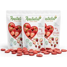 Anatolia Freeze Dried-Dondurularak Kurutulmuş Meyve Cipsi Çilek-Freeze Dried Strawberry 3 Lü
