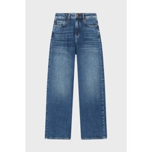 Armani Exchange Pamuklu Regular Fit Yüksek Bel Geniş Paça Jeans Bayan Kot Pantolon XW000100 AF21886 MB001