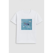 Markapia Man Erkek Bisiklet Yaka %100 Pamuk Helikopter Baskılı T-Shirt