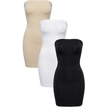 FORMeasy Toparlayıcı Dikişsiz Straplez Jüpon Kombinezon Badi 3'lü Avantaj Paketi - Elbise Altı Astarı